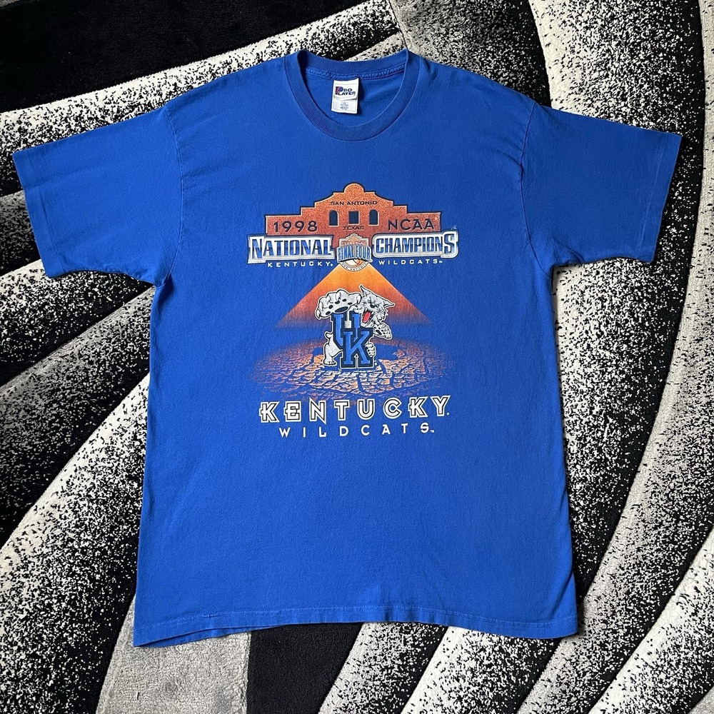 Vintage 1998 Kentucky Wildcats NCAA Basketball Final Four Blue Graphic T-shirt